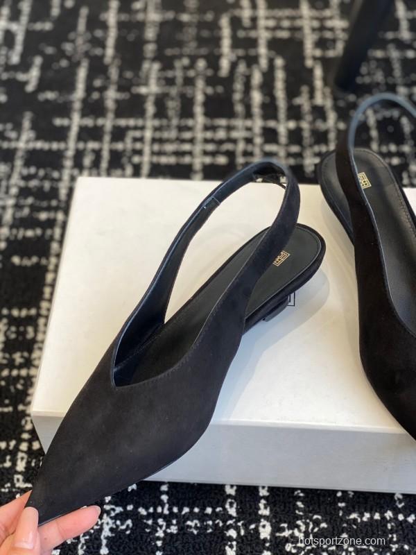 2025 Women Toteme Black Suede Slingback Pumps
