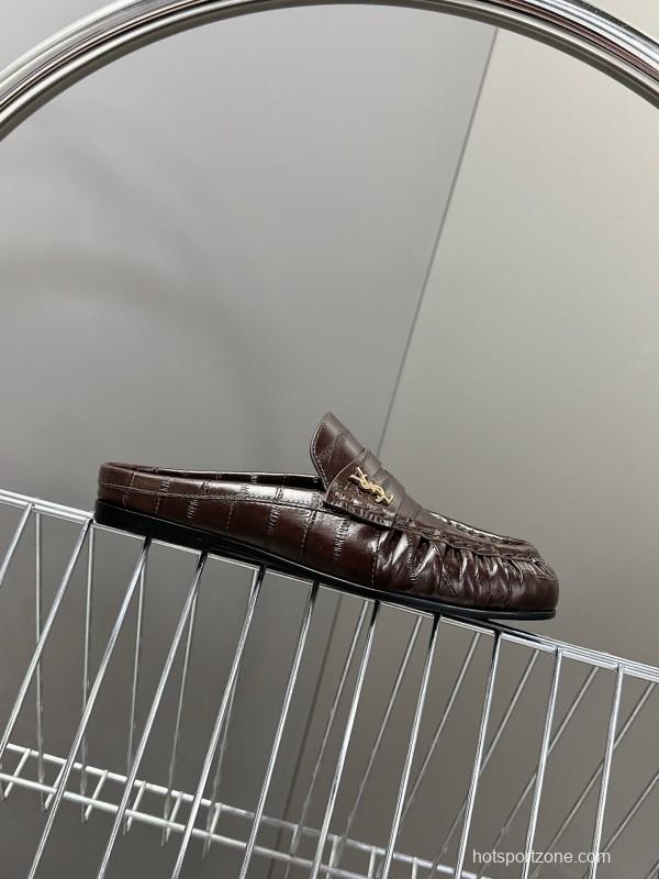 2025 Women Yves Saint Laurent Dark Brown Leather Loafers