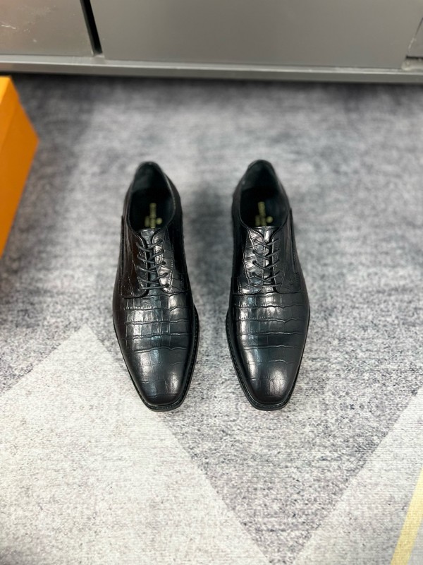 2024 Men Louis Vuitton Black Leather Formal Shoes MJ00380