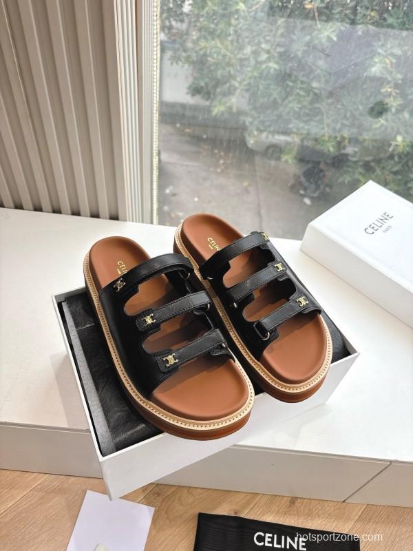 2025 CELINE Black Leather Slippers
