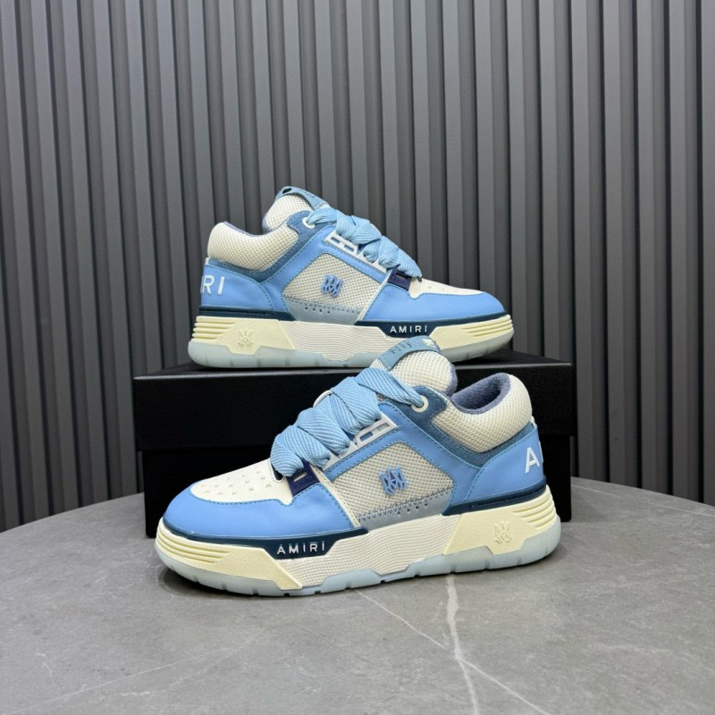 2024 Unisex Amiri Light Blue White Leather Sneakers MJ00360