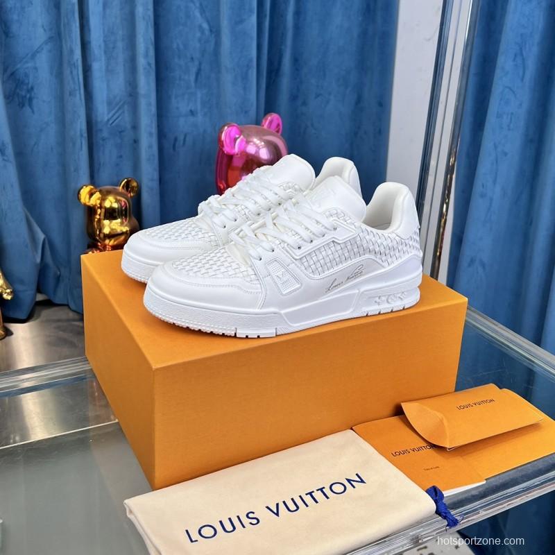2025 Men Louis Vuitton White Leather Trainer