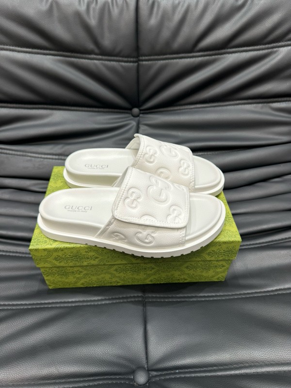 2024 Slippers Gucci White Leather Slippers MJ00200