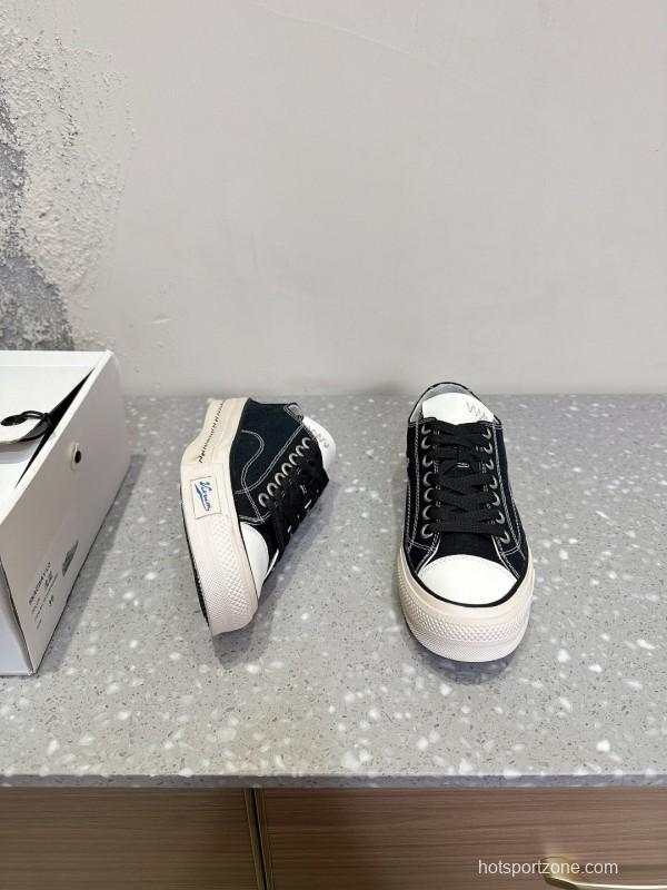 2025 Unisex VISVIM Black Canvas Sneakers KFY00260