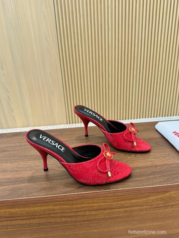 2025 Women VERSACE Red Leather Heels LY00250