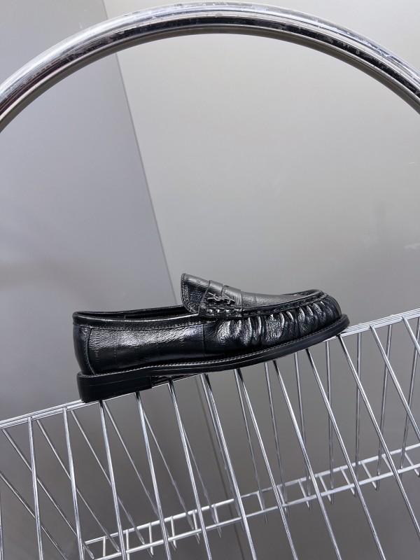 2025 Women Yves Saint Laurent Black Leather Loafers
