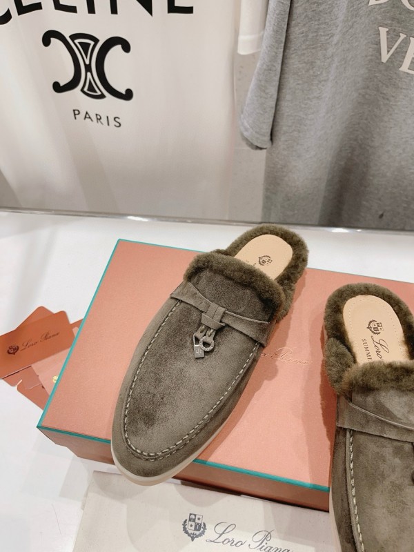2024 Unisex LP Taupe Suede Shearling Loafers MJ00300(Women)/MJ00300(Men)