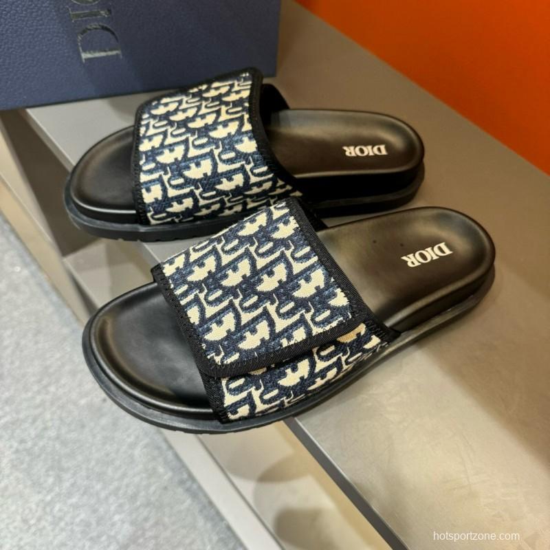 2024 Dior Black Canvas Slippers MJ00180