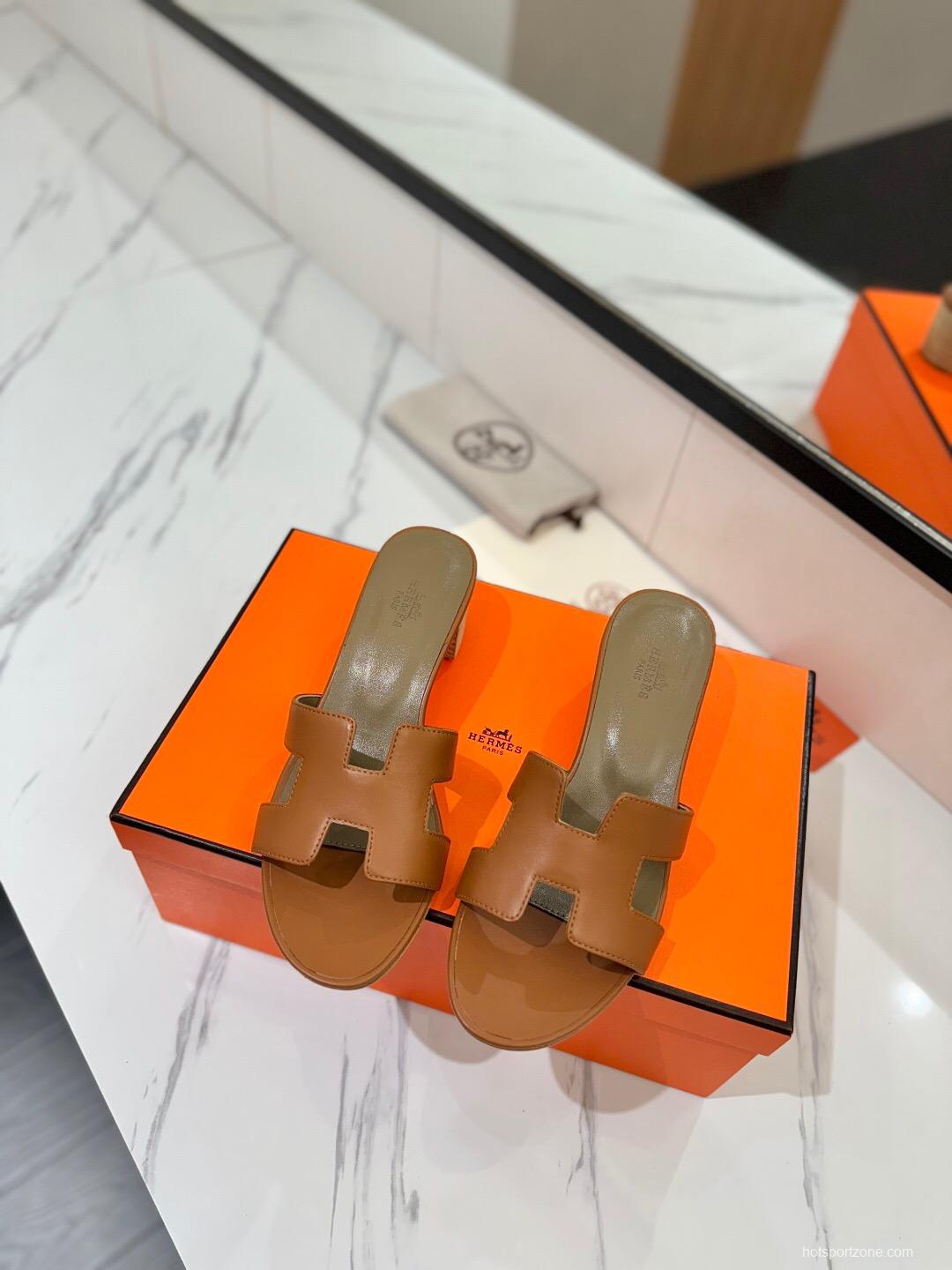 2025 Women Hermès Brown Leather Sandals