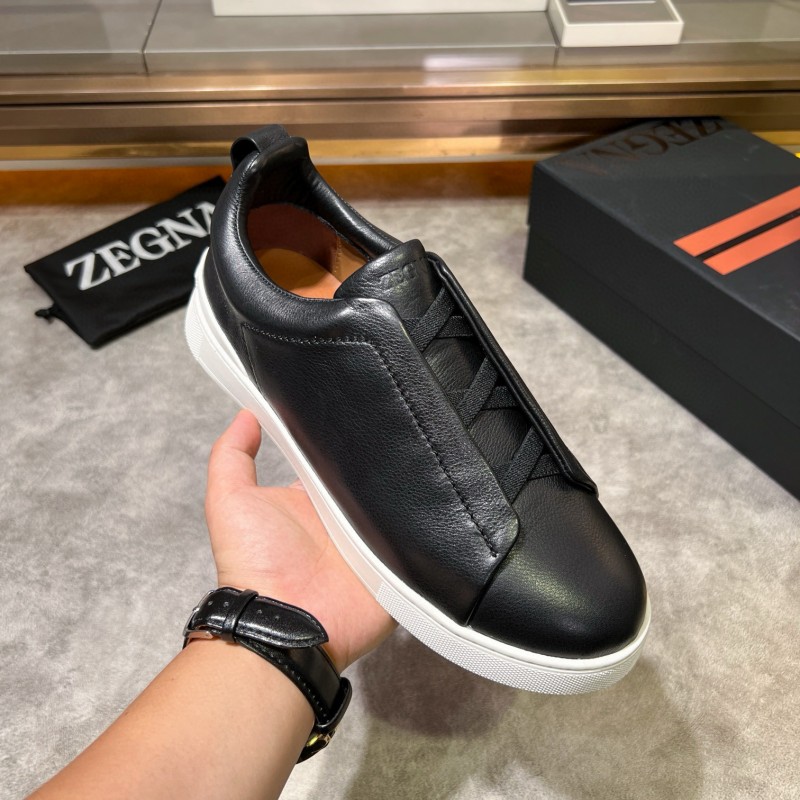 2024 Men Ermenegildo Zegna Black Calfskin Sneakers