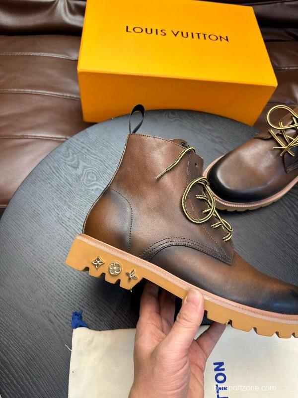 2024 Men Louis Vuitton Brown Calf Leather Boots MJ00440