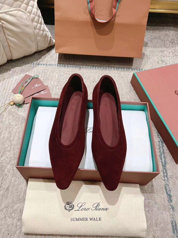 2025 Women LP Burgundy Suede Ballet Flat