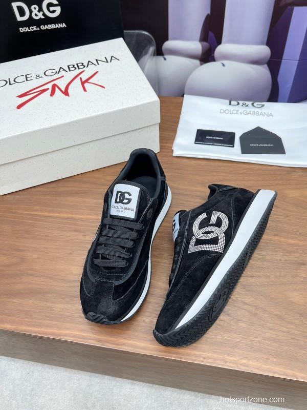 2025 Men Dolce & Gabbana Black Suede Sneakers LY00300