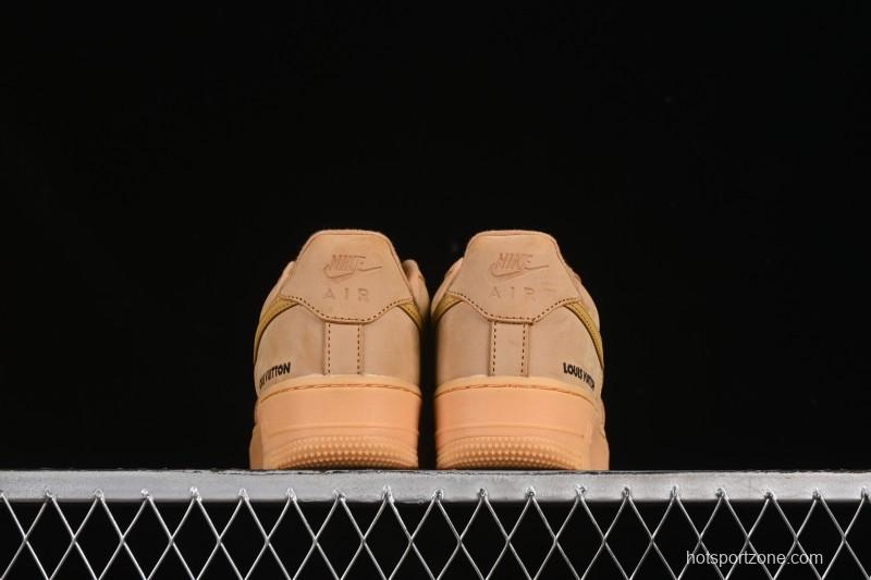 Louis Vuitton x Nike Air Force 1 '07 Low Casual Sneakers with Monogram Print in Wheat - CJ9179-200