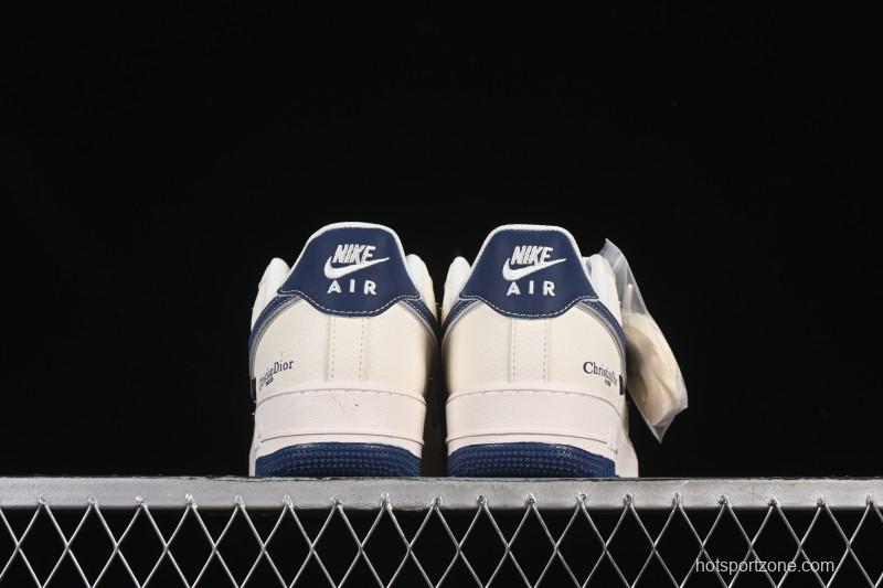 Nike Air Force 1 '07 Low Dior Collaboration Blue Four Small Silver Swoosh Casual Sneakers - XS2869-001