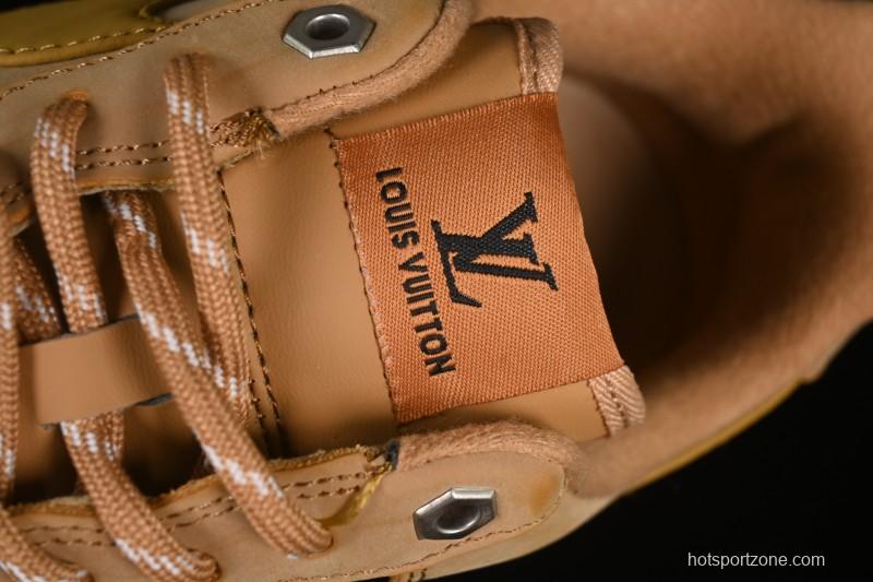 Louis Vuitton x Nike Air Force 1 '07 Low Casual Sneakers with Monogram Print in Wheat - CJ9179-200