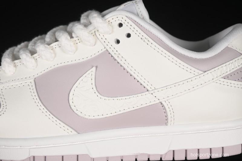 Nike SB Dunk Low White Light Purple Embossed Low-Top Casual Skate Shoes IH0639-011