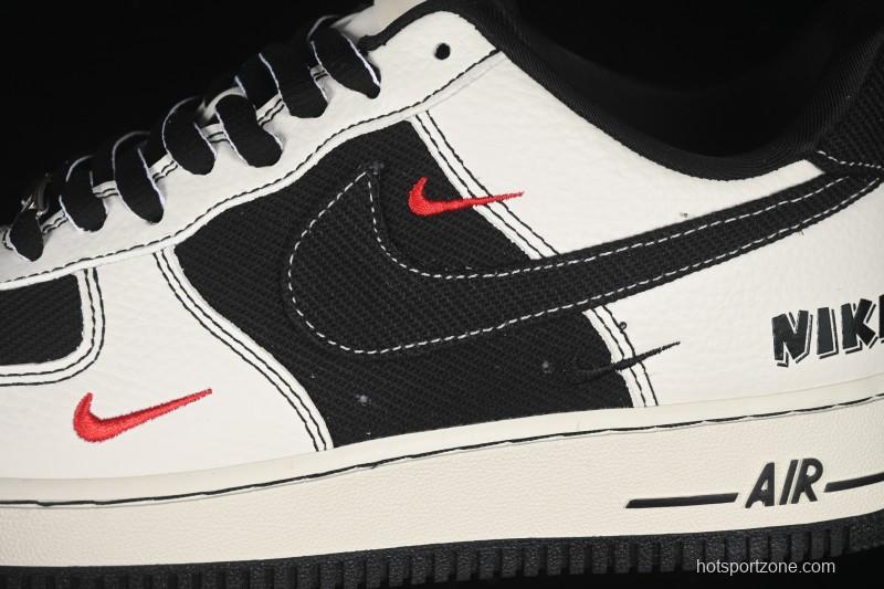 Nike Air Force 1'07 Low Black White Triple Swoosh Casual Sneakers - SC9207-537