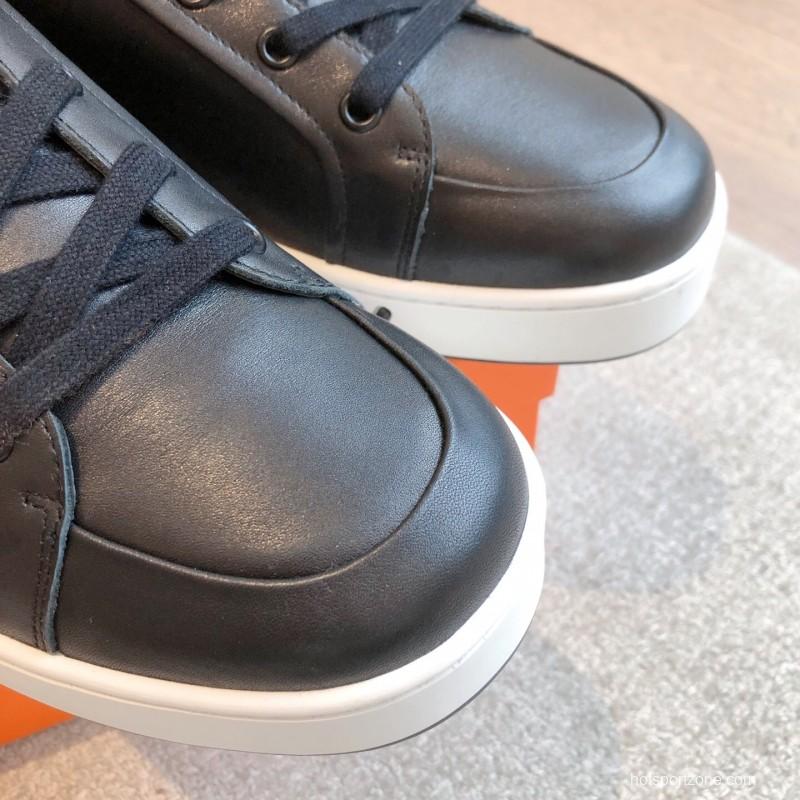 2025 Men Hermès Black Leather Sneakers AS00380