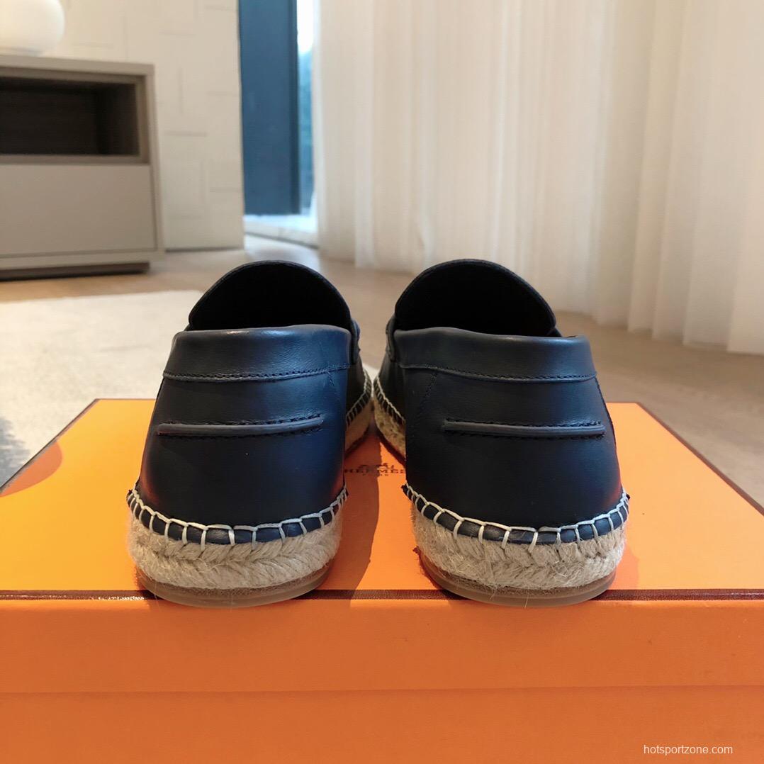 2025 Unisex Hermes Black Calfskin Loafers AS00380