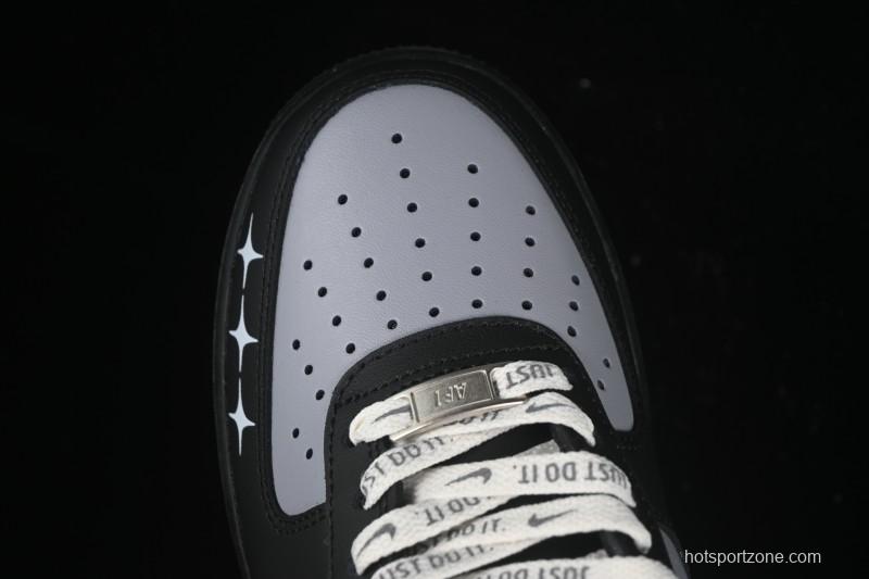 Nike Air Force 1 '07 Low Black Silver Court Low-Top Casual Sneakers - ZH0316-085