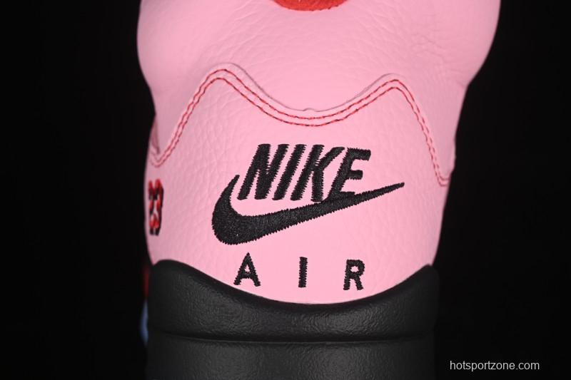 Awake NY Air Jordan 5 Retro Sneakers with Arctic Pink Colorway and Awake NY Logo Mesh - DV4982-600