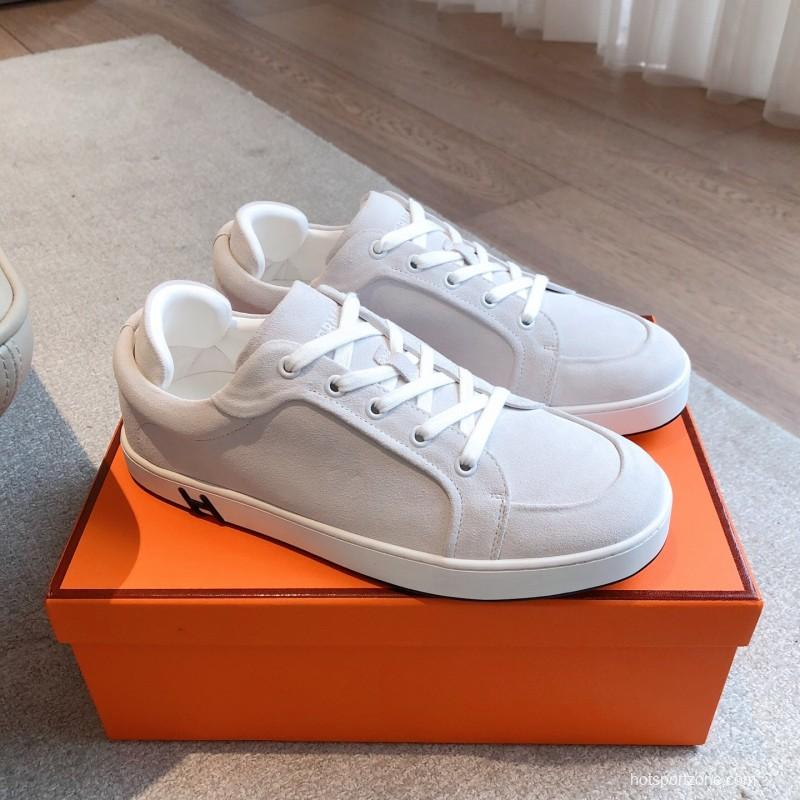 2025 Unisex H White Leather Sneakers Classic Construction AS00380