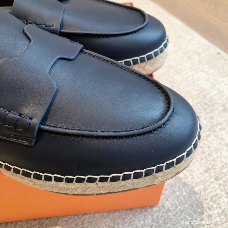 2025 Unisex Hermes Black Calfskin Loafers AS00380
