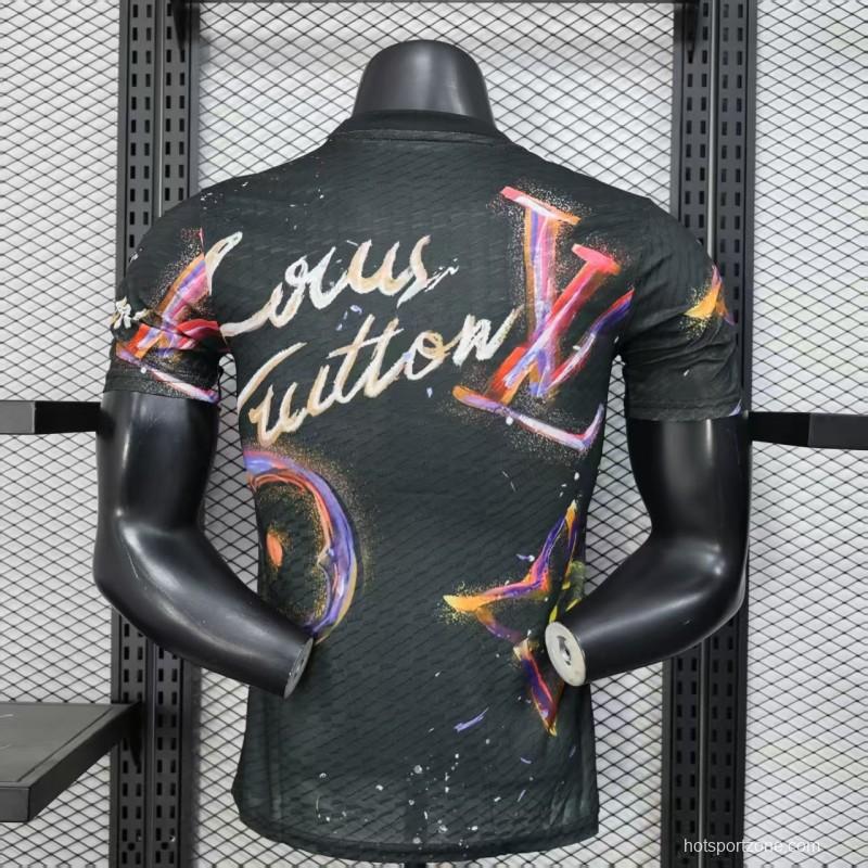 Player Version 25/26 Real Madrid Black with Colorful Abstract Art Pattern Jersey