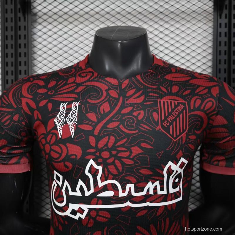 Player Version 25/26 FC Palestine Red with Traditional Floral Pattern Jersey