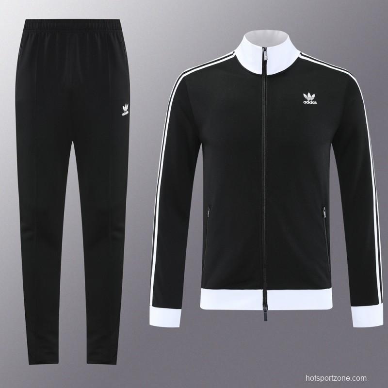 2025 Adidas Original Black Full Hoodie Zipper Jacket +Long Pants