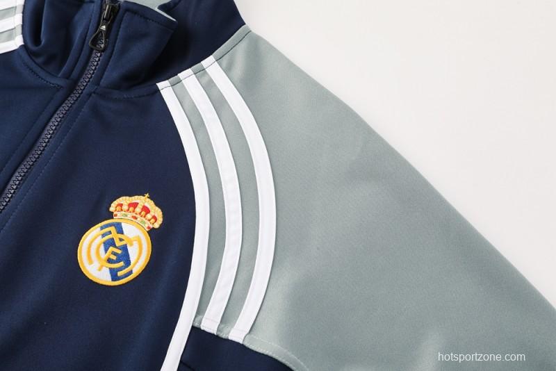 25/26 Real Madrid Navy/Grey Full Zipper Jacket +Long Pants
