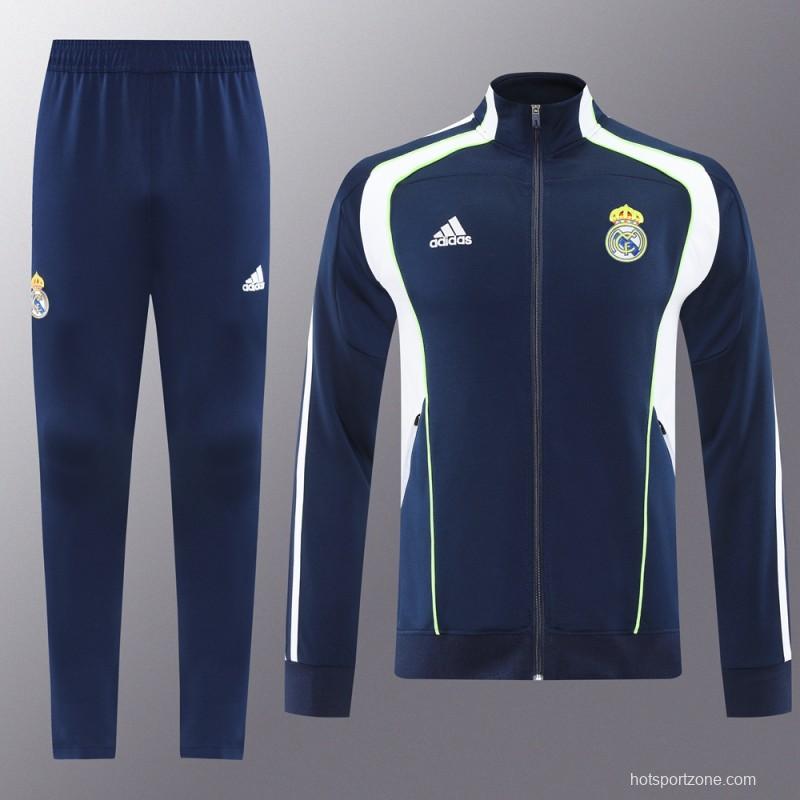 25/26 Real Madrid Navy/White Full Zipper Jacket +Long Pants