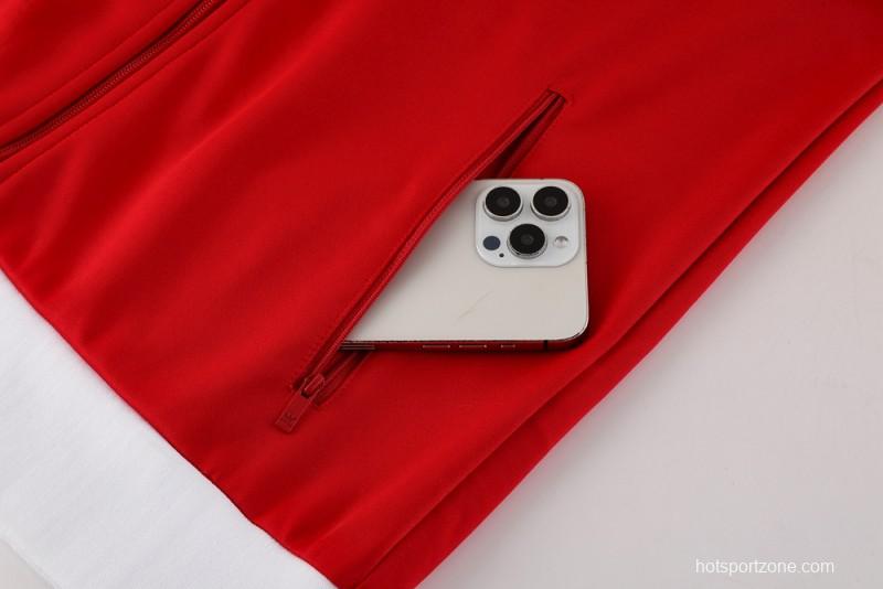 2025 Adidas Original Red Full Hoodie Zipper Jacket +Long Pants