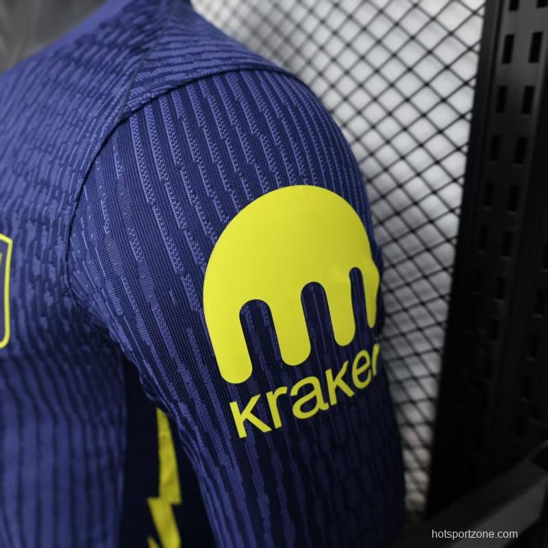 Player Version 25/26 Atletico Madrid Away Blue Long Sleeve Jersey