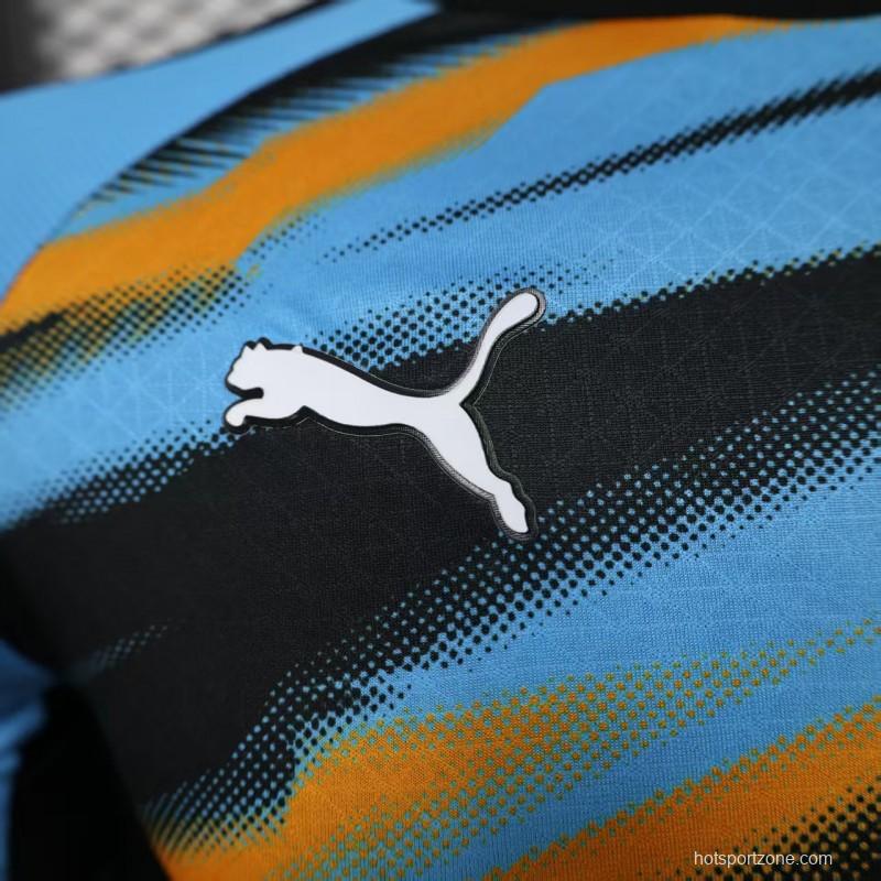 Player Version 25/26 Olympique de Marseille Blue with Orange Gradient Stripe Jersey