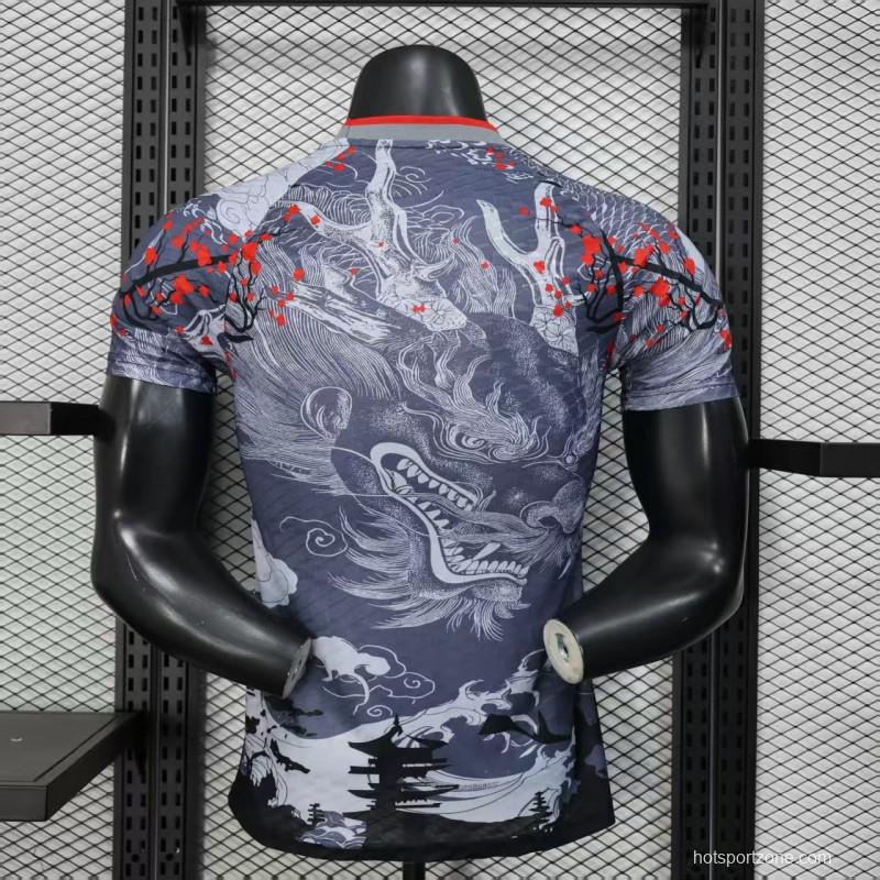 Player Version 2025 Japan Gray with Traditional Dragon and Cherry Blossom Pattern Jersey