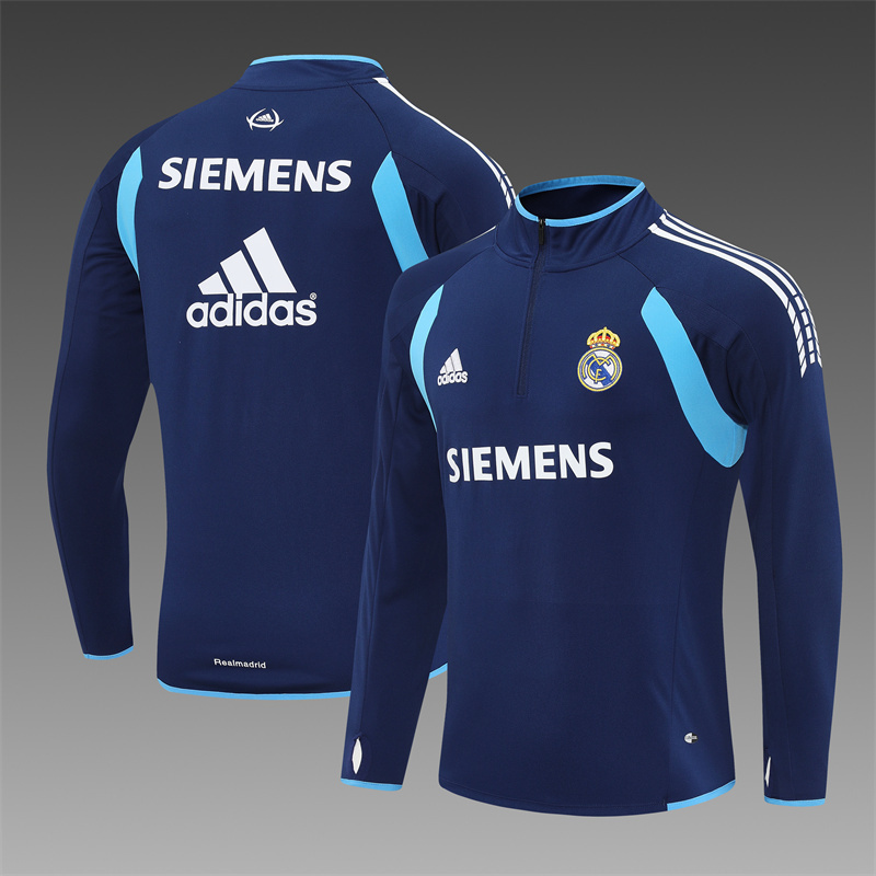 Retro 05/06 Real Madrid Royal Blue Half Zipper Jacket
