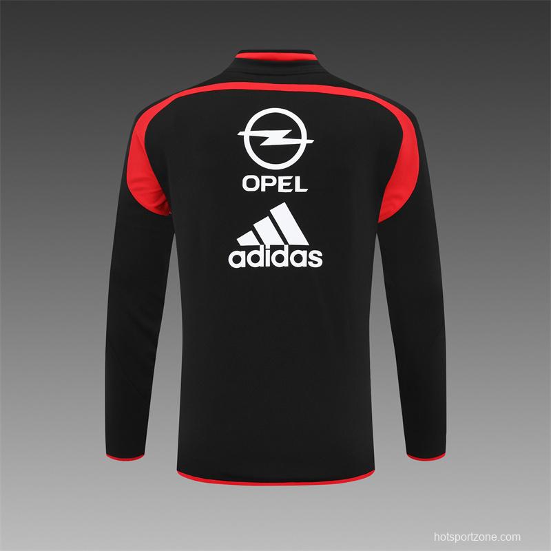 Retro 04/05 AC Milan Black Half Zipper Jacket+Long Pants