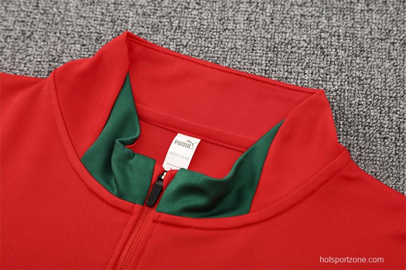 25/26 Portugal Red Half Zipper Jacket+Long Pants