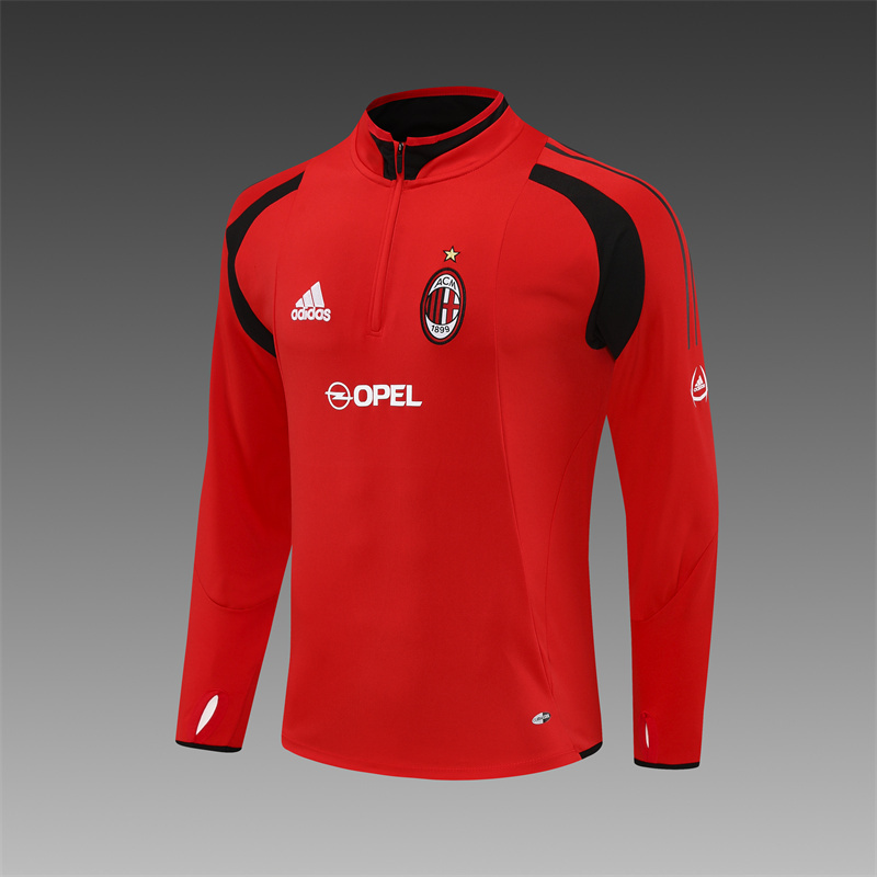 Retro 04/05 AC Milan Red Half Zipper Jacket