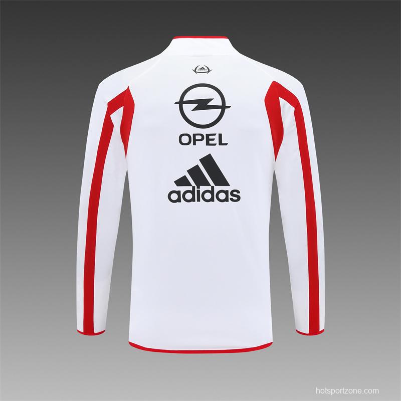 Retro 05/06 AC Milan White Half Zipper Jacket+Long Pants