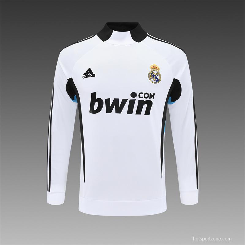 Retro 08/09 Real Madrid White Half Zipper Jacket