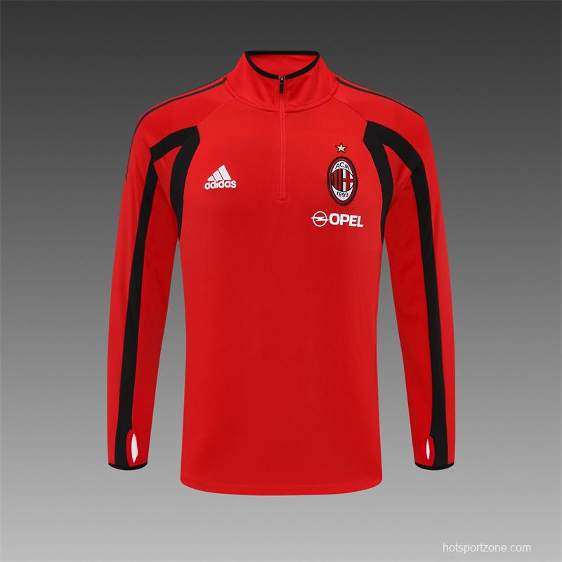 Retro 05/06 AC Milan Red Half Zipper Jacket