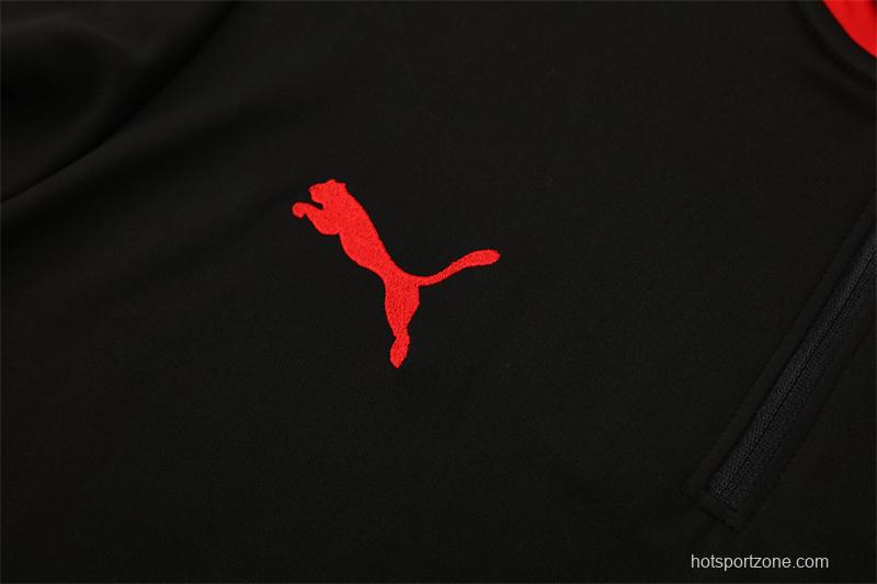 25/26 Portugal Black Half Zipper Jacket+Long Pants