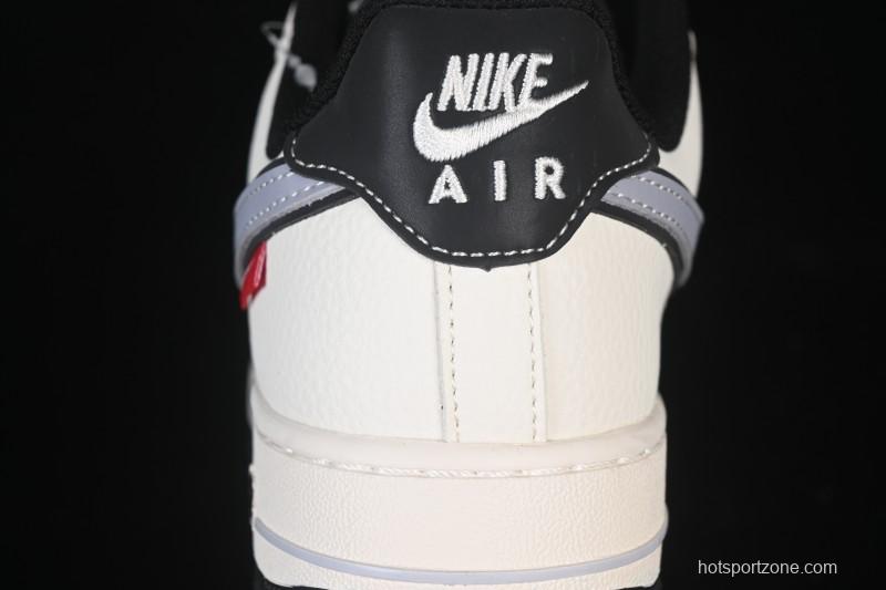 Nike Air Force 1'07 Low Beige Gray Black Letter Casual Sneakers - JS8028-018