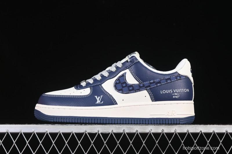 Nike Air Force 1 '07 Low LV Collaboration Navy Blue Cashew Flower Casual Sneakers - JP8028-009