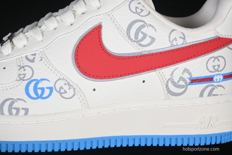 Nike Air Force 1'07 Low Gucci Collaboration White Red Blue Low-Top Casual Sneakers - SC0601-572