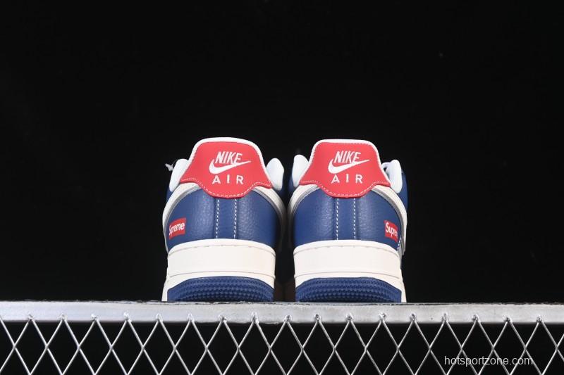 Nike Air Force 1 '07 Low Supreme Collaboration White Blue Gray Red Casual Sneakers - XD2588-602