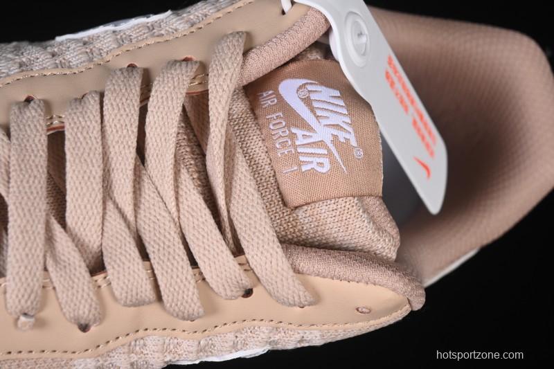 Nike Air Force 1'07 Low Knit Khaki Casual Sneakers - CI0051-200